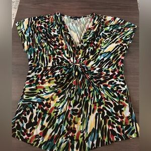 Chaus multi color cinched waist Tie
Front Fitted Blouse large (M27)